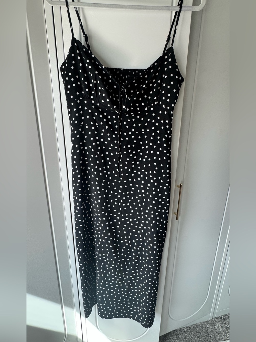 Black and White Polka Dot Midi Dress
